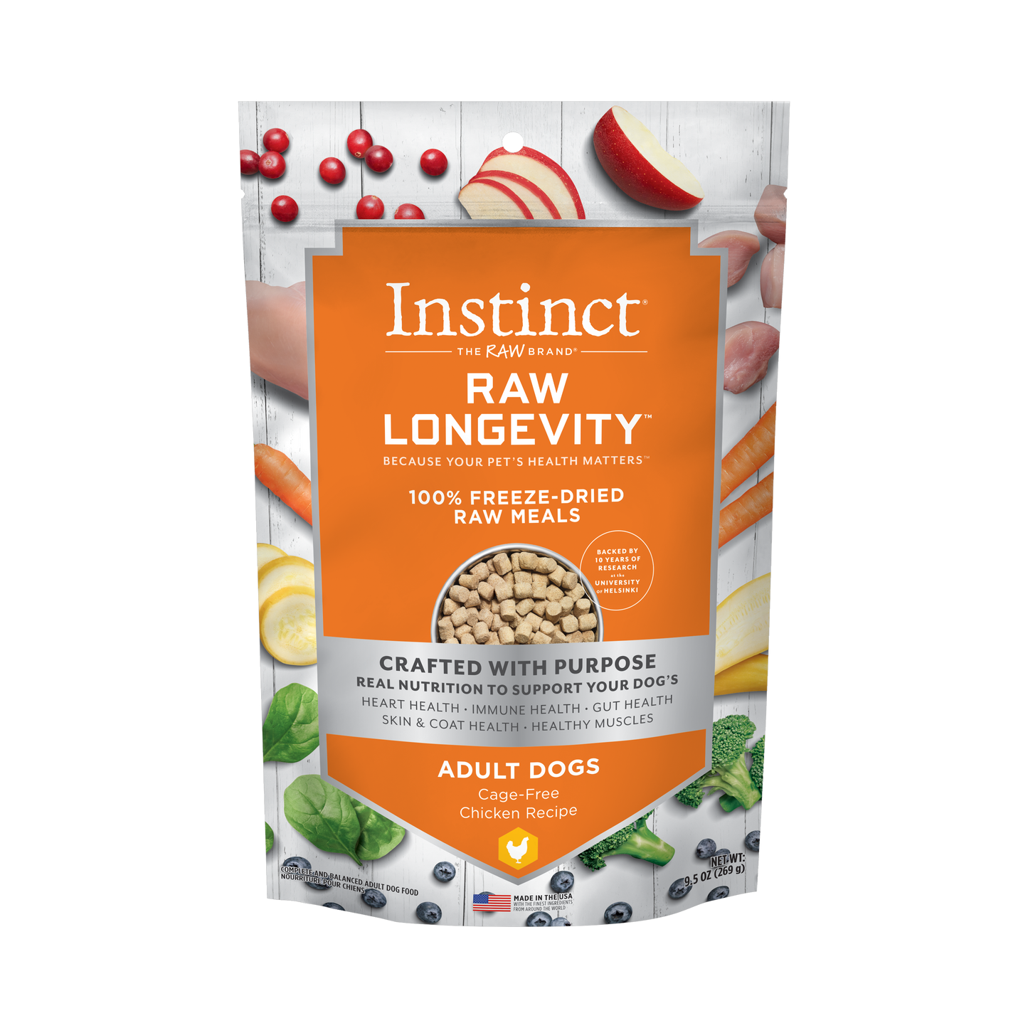 【限定セール】インスティンクト 成犬用ローロンジェビティ フリーズドライチキン 269g