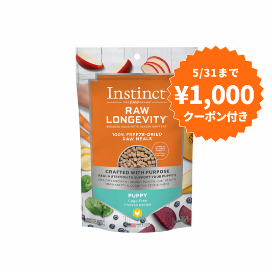【限定】1000円クーポン付き！インスティンクト 子犬用ローロンジェビティ フリーズドライチキン 141g